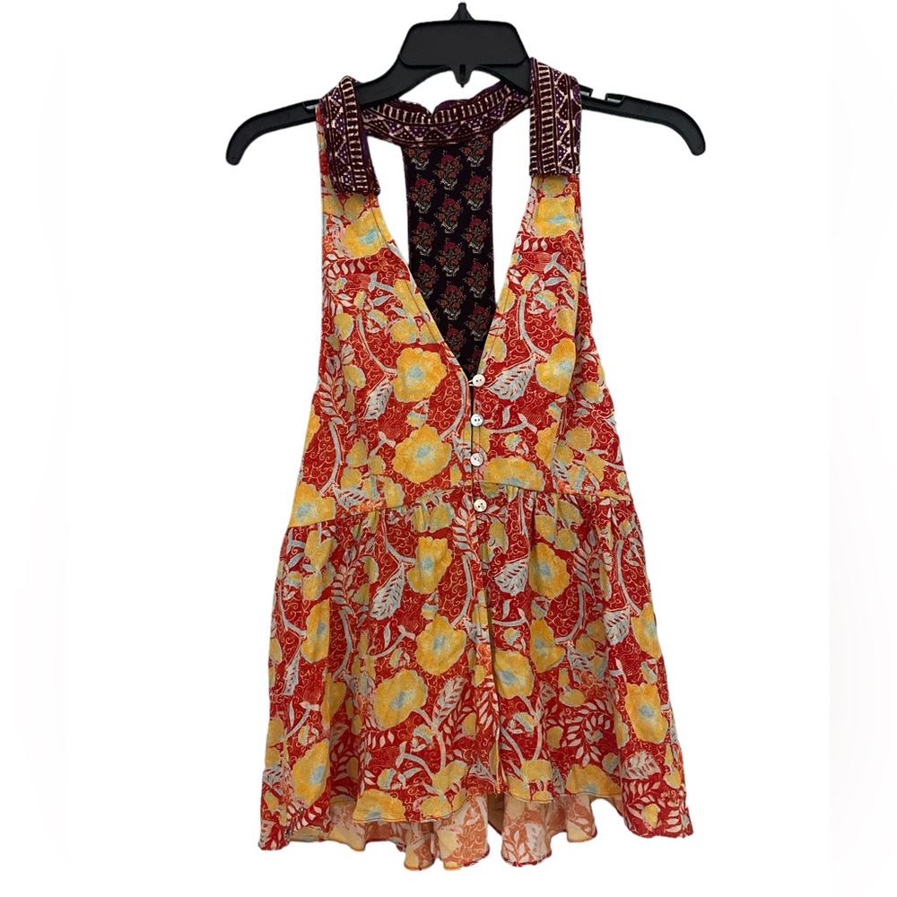 Free People Floral Sleeveless Blouse